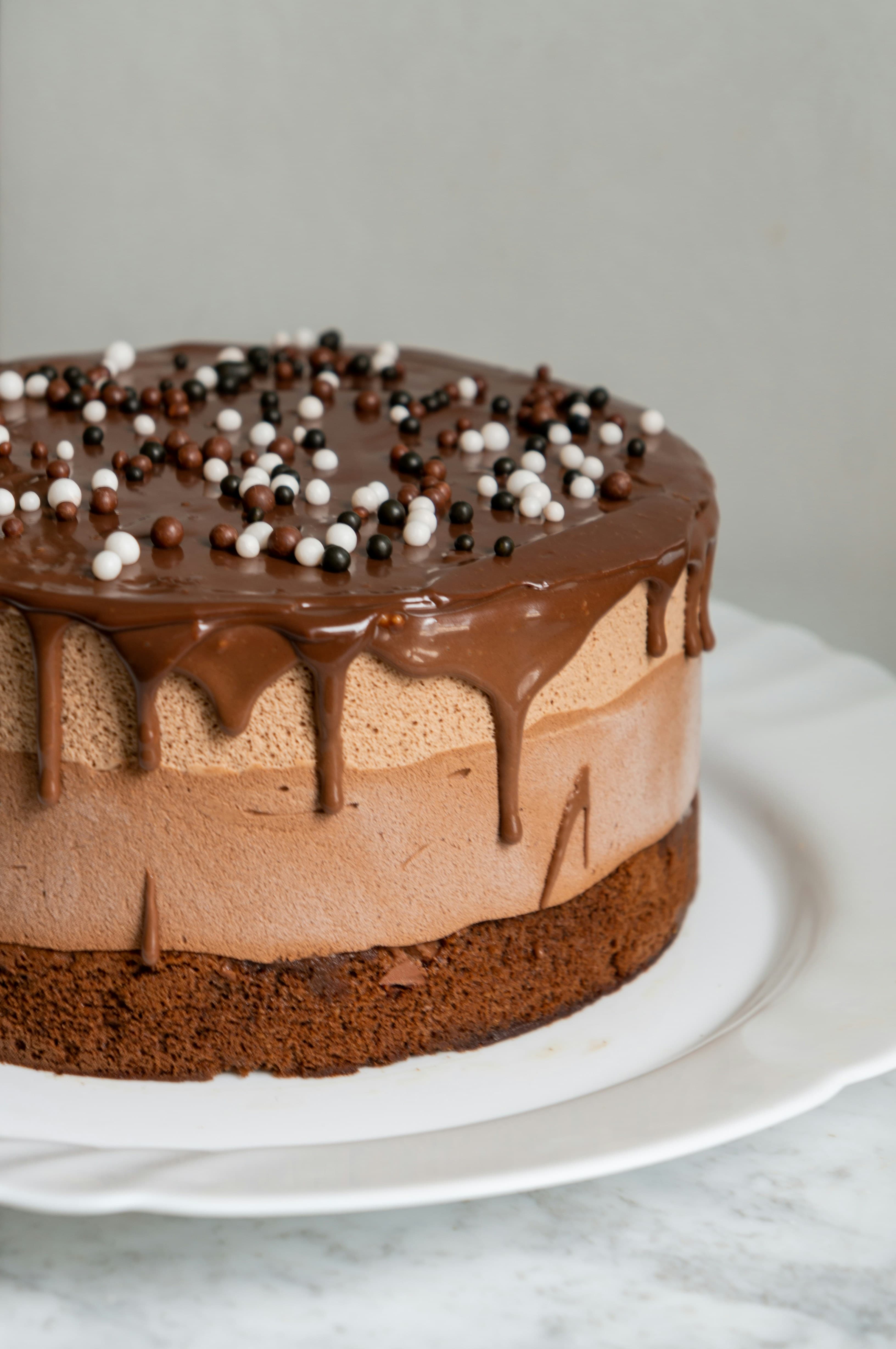 Layered chocolate drip cake